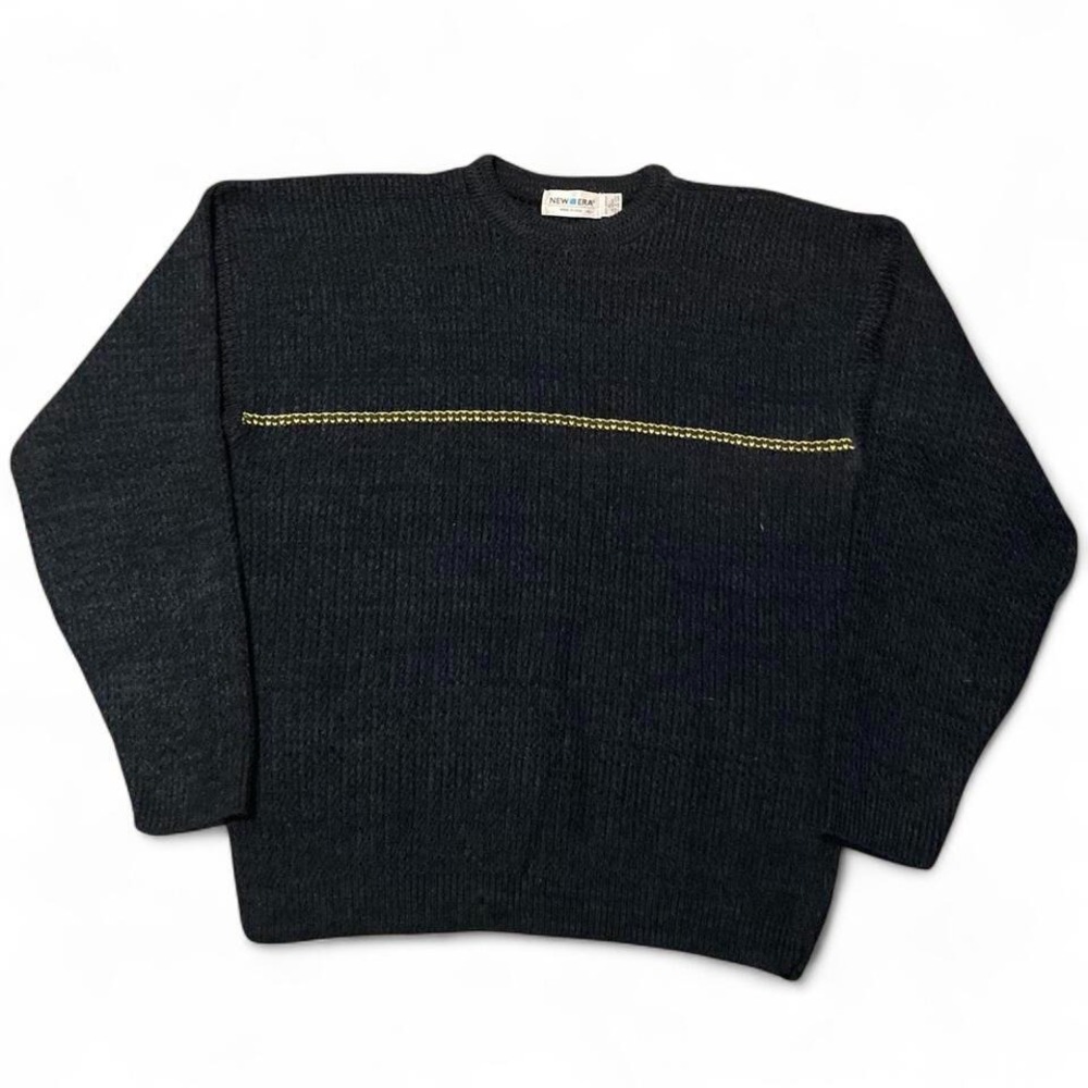 New era acrylic knit crewneck sweater stripe vtg 80s/90s USA grandpa XL/23